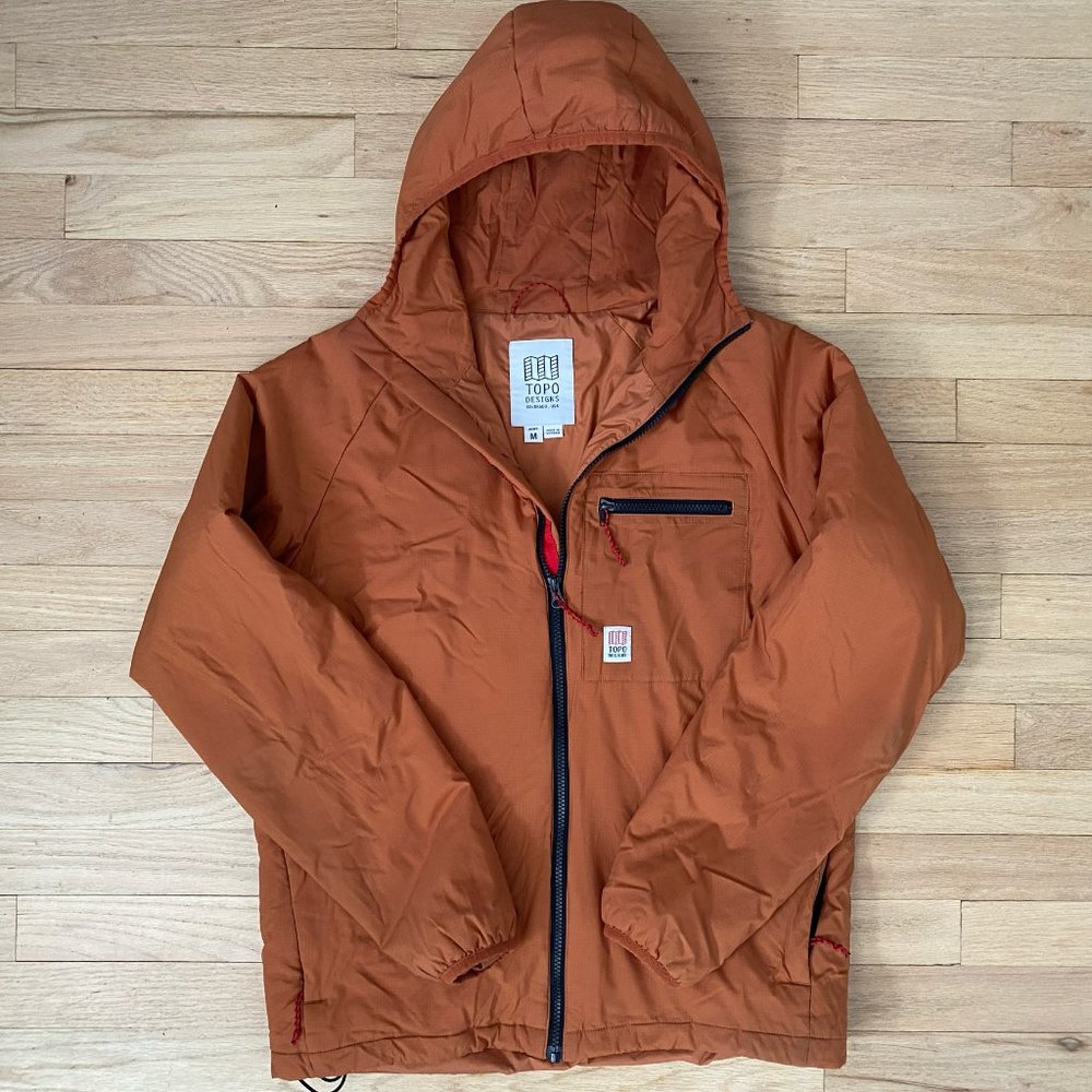 Men's Topo Designs Mountain Puffer Hoodie Jacket Size Medium